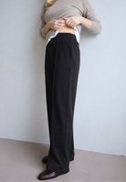 Black organic cotton wide leg trousers, side