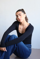 Organic cotton women's square neck long sleeve t-shirt - front 