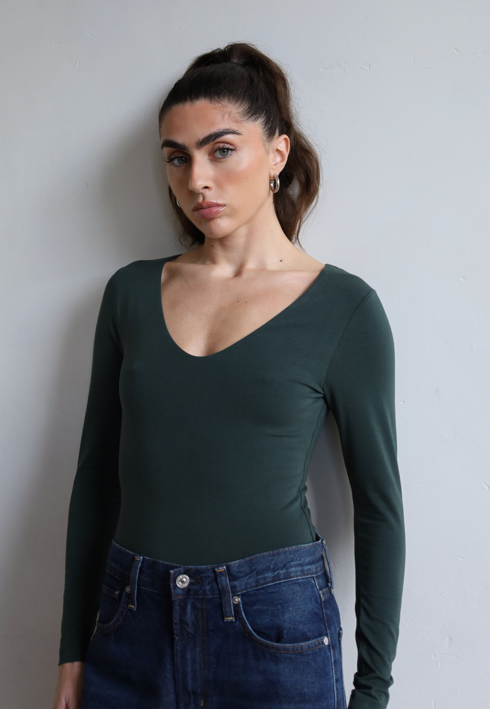 Organic Cotton Green V-neck Bodysuit