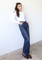 organic cotton crew neck long sleeve t-shirt, white, front