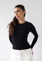 organic cotton long sleeve crew neck t-shirt, black, front
