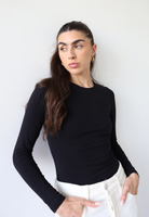 organic cotton long sleeve crew neck t-shirt, black, front