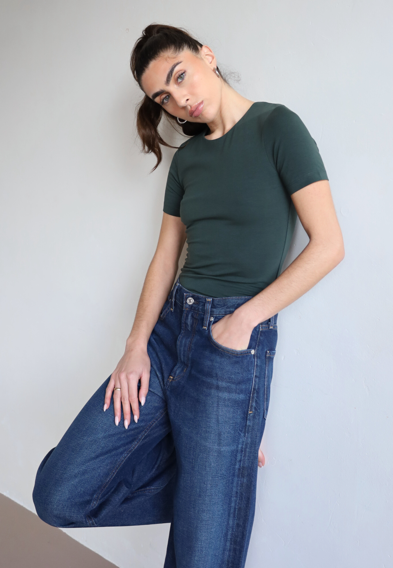 Organic Cotton Short Sleeve Crew Neck Green T-shirt