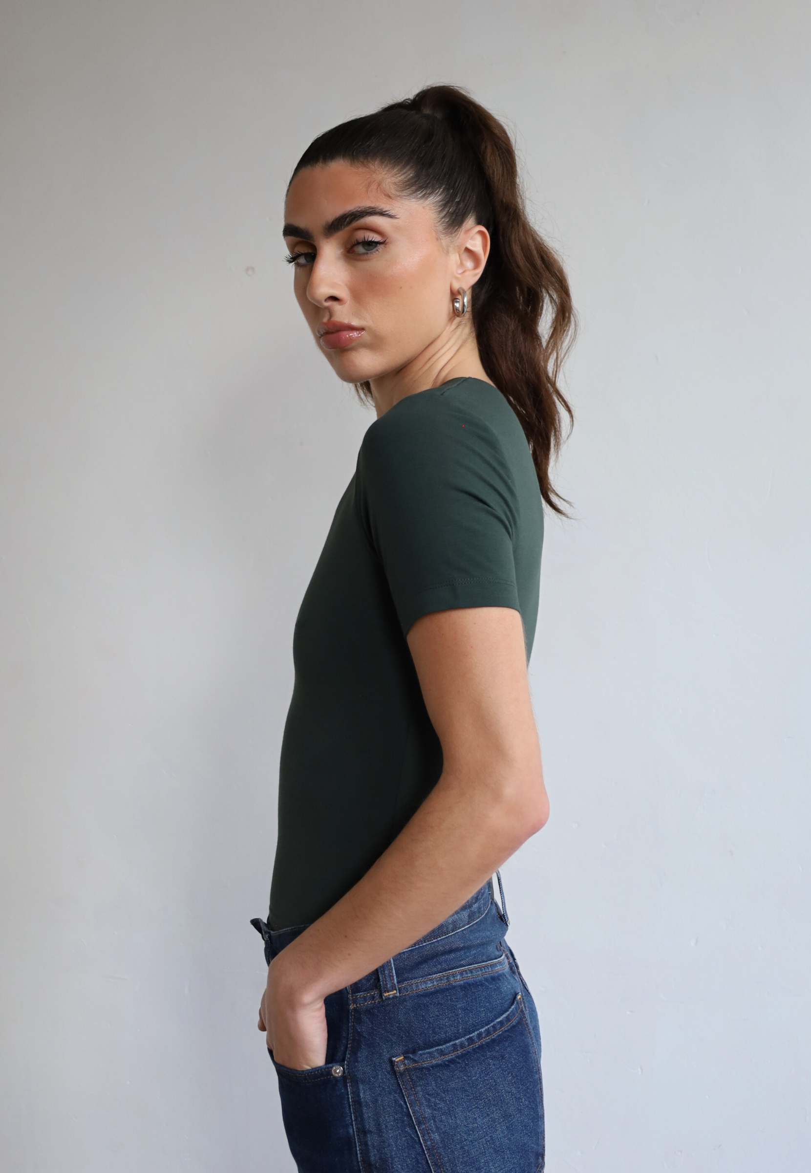 Organic Cotton Short Sleeve Crew Neck Green T-shirt