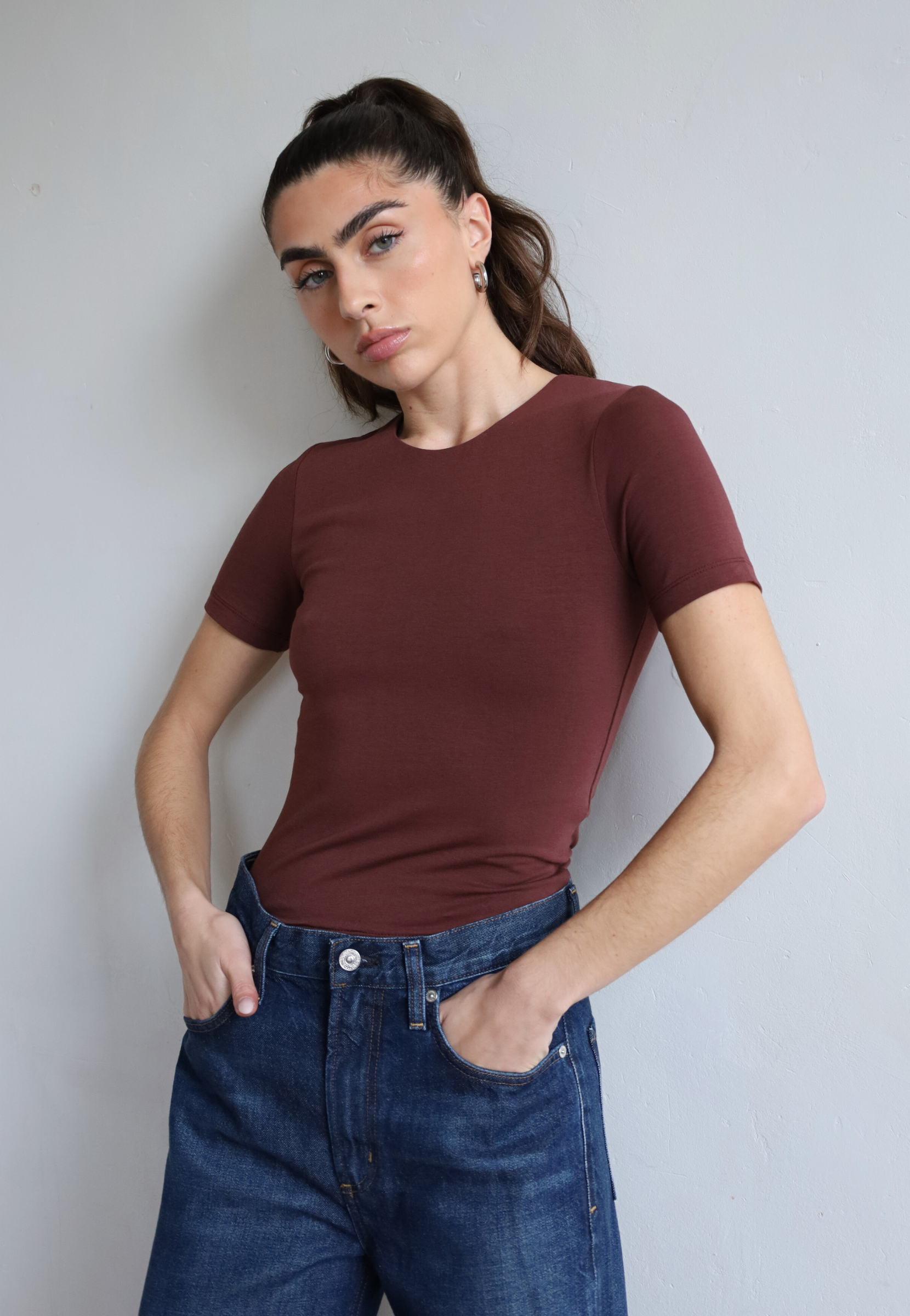 Organic Cotton red Crew neck t-shirt 