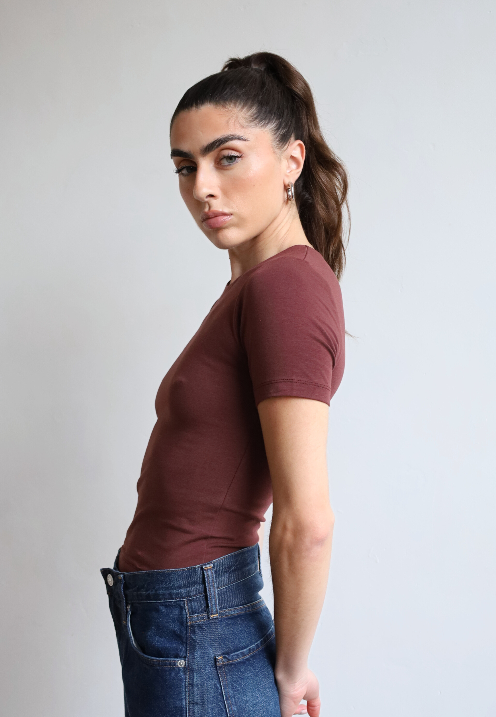 Organic Cotton red Crew neck t-shirt 