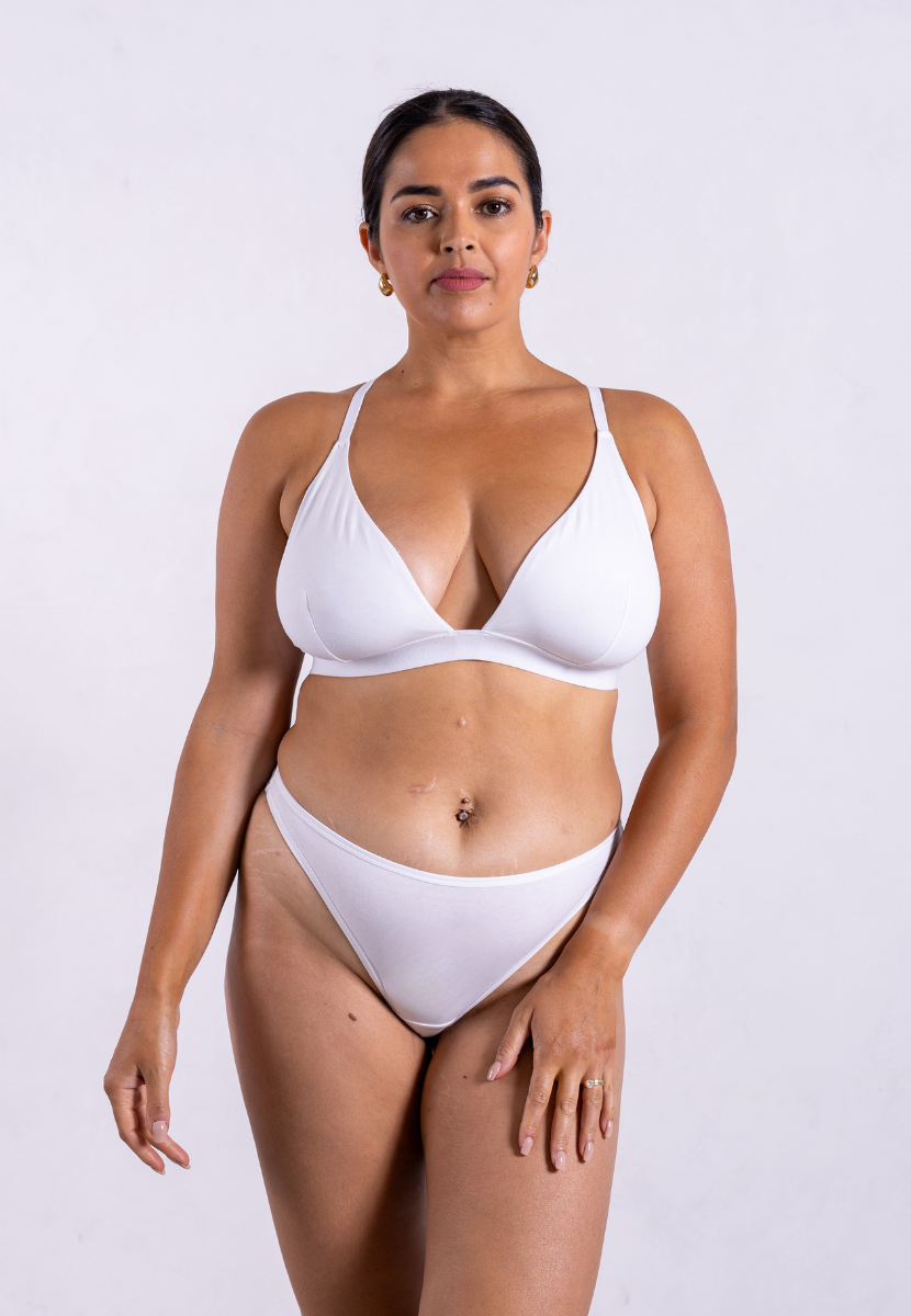 Wireless triangle bra white