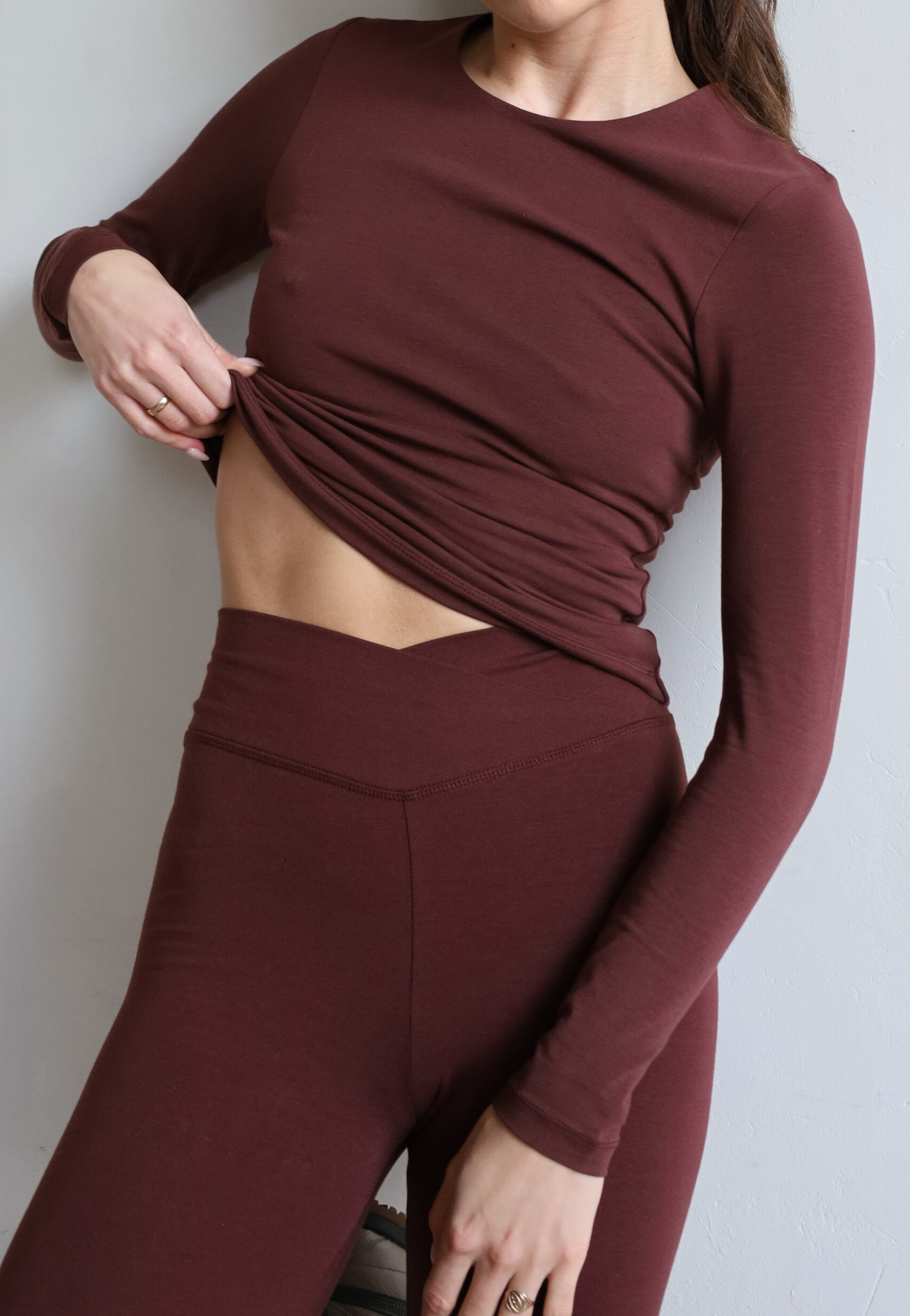 Organic Cotton red Wrap Waist Leggings