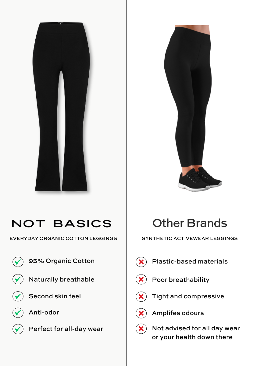 black organic cotton flared leggings comparison
