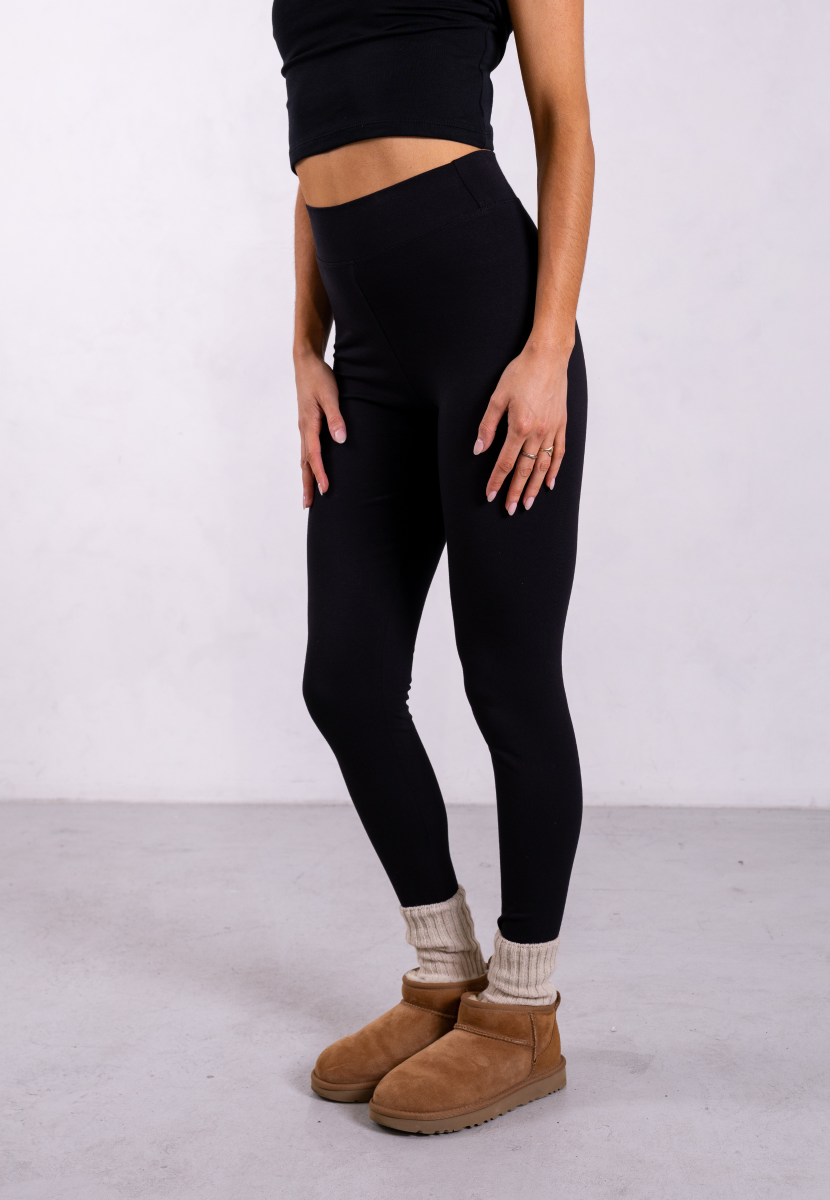 Plain black cotton leggings best sale