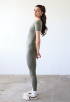 Organic cotton leggings, olive green, side