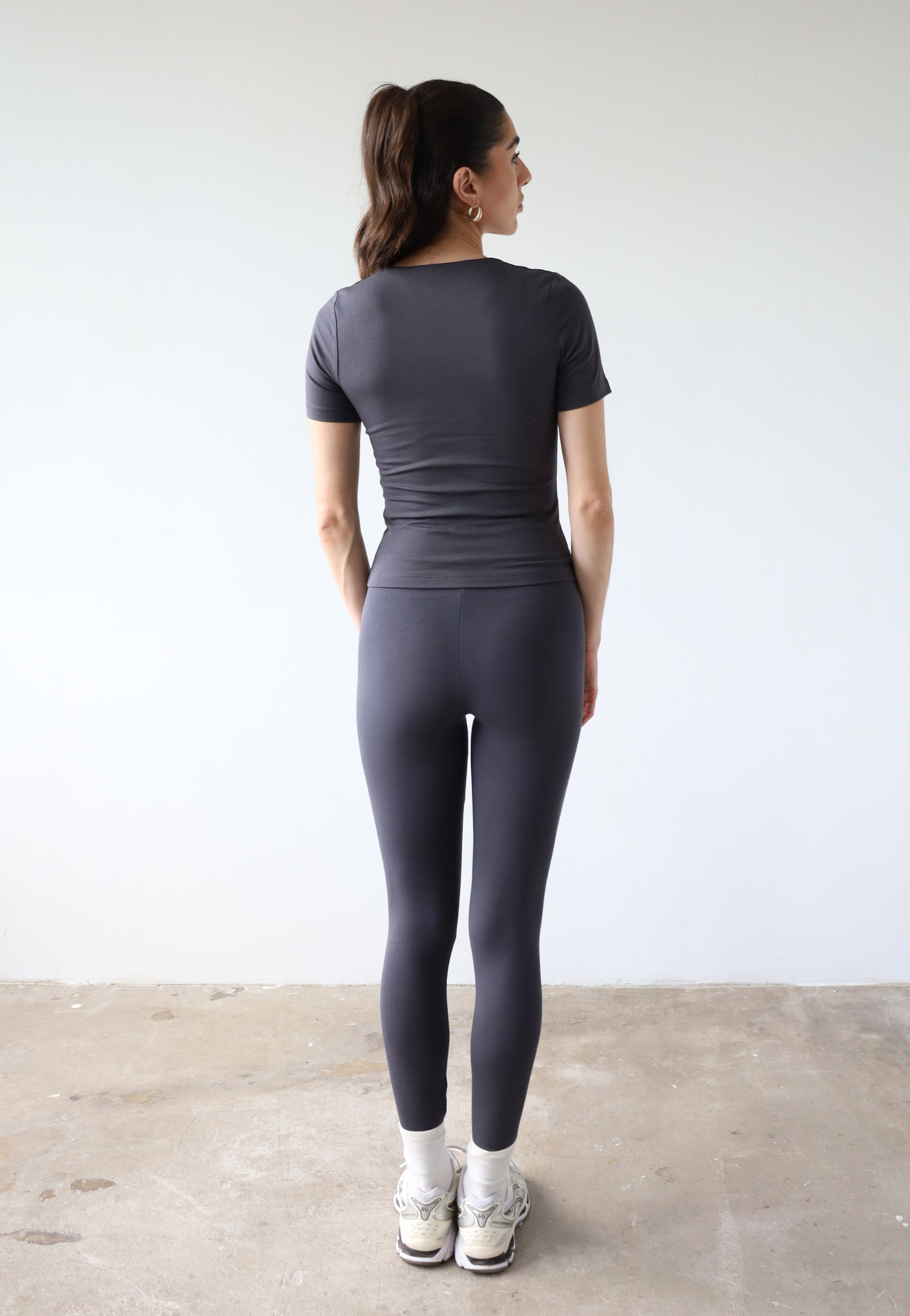 Organic cotton leggings, charcoal grey, back