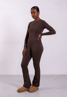 brown organic cotton flared leggings