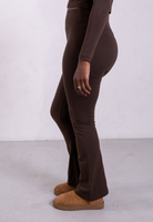 brown cotton flared leggings