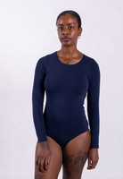 organic cotton long sleeve navy crew neck bodysuit