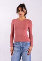 organic cotton long-sleeve crew neck t-shirt rose pink