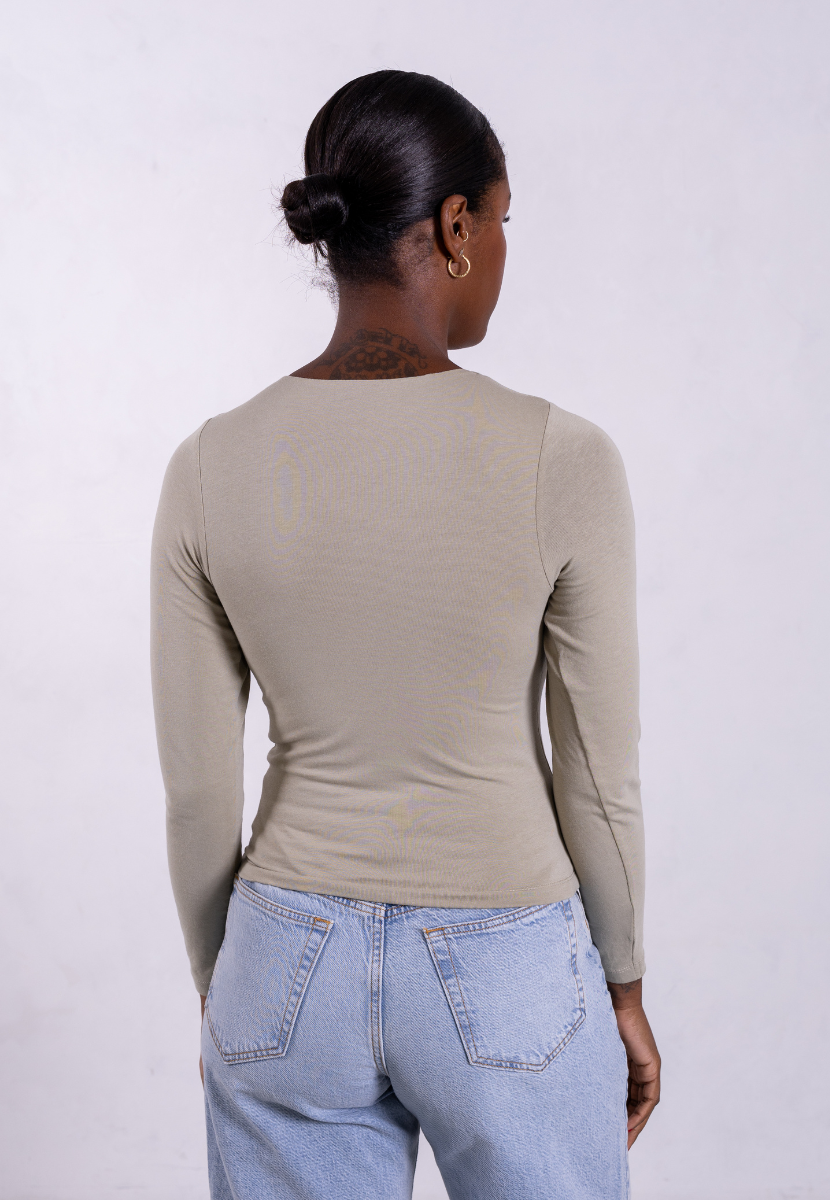 long-sleeve crew neck t-shirt sage grey