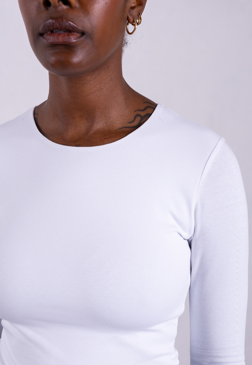 organic cotton long-sleeve crew neck t-shirt white