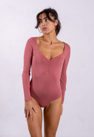 organic cotton long sleeve sweetheart bodysuit rose