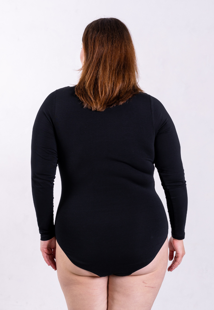 organic cotton long sleeve v-neck bodysuit black