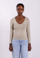 sage grey v-neck long sleeve t-shirt