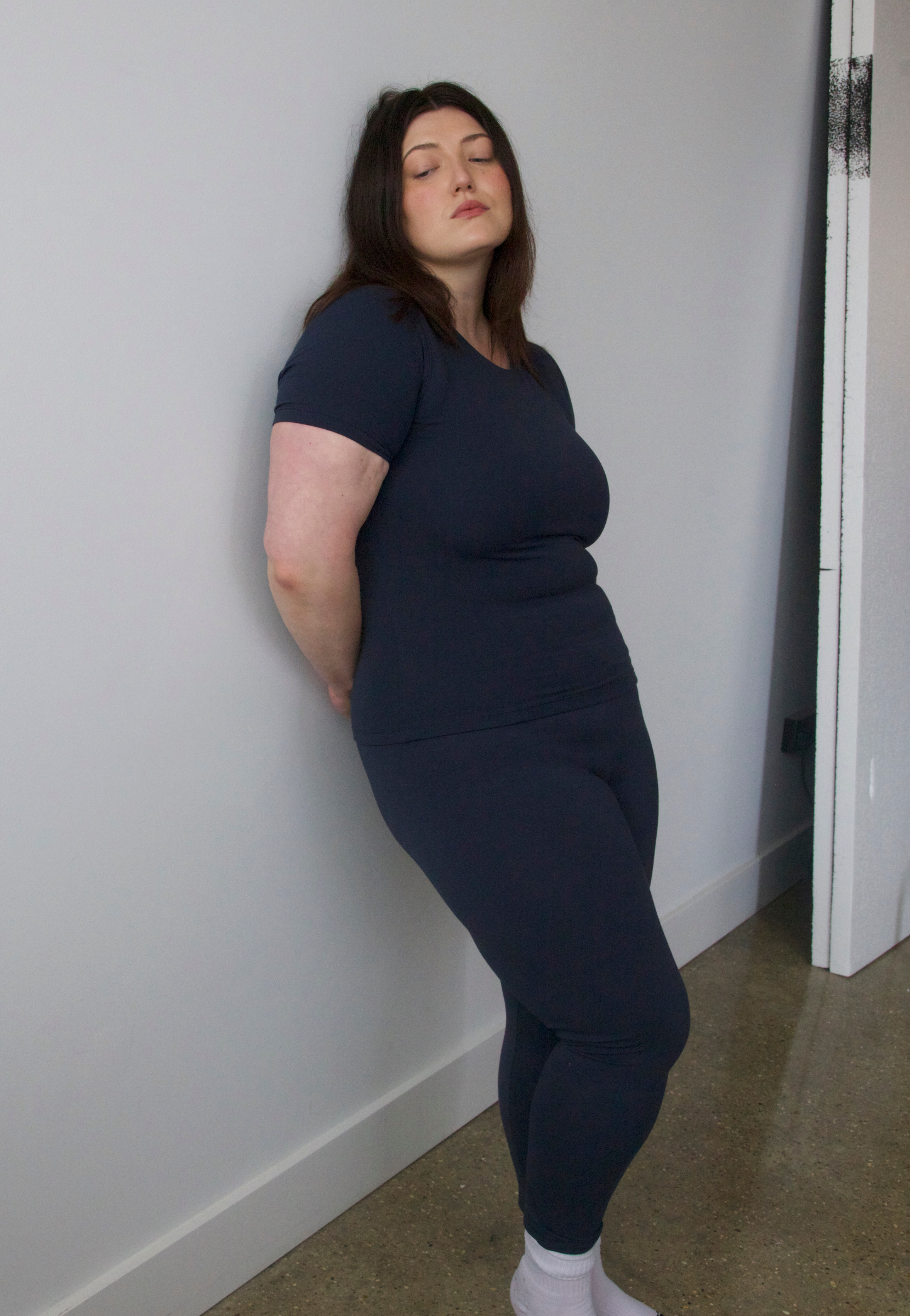 organic cotton leggings, outer space, side 