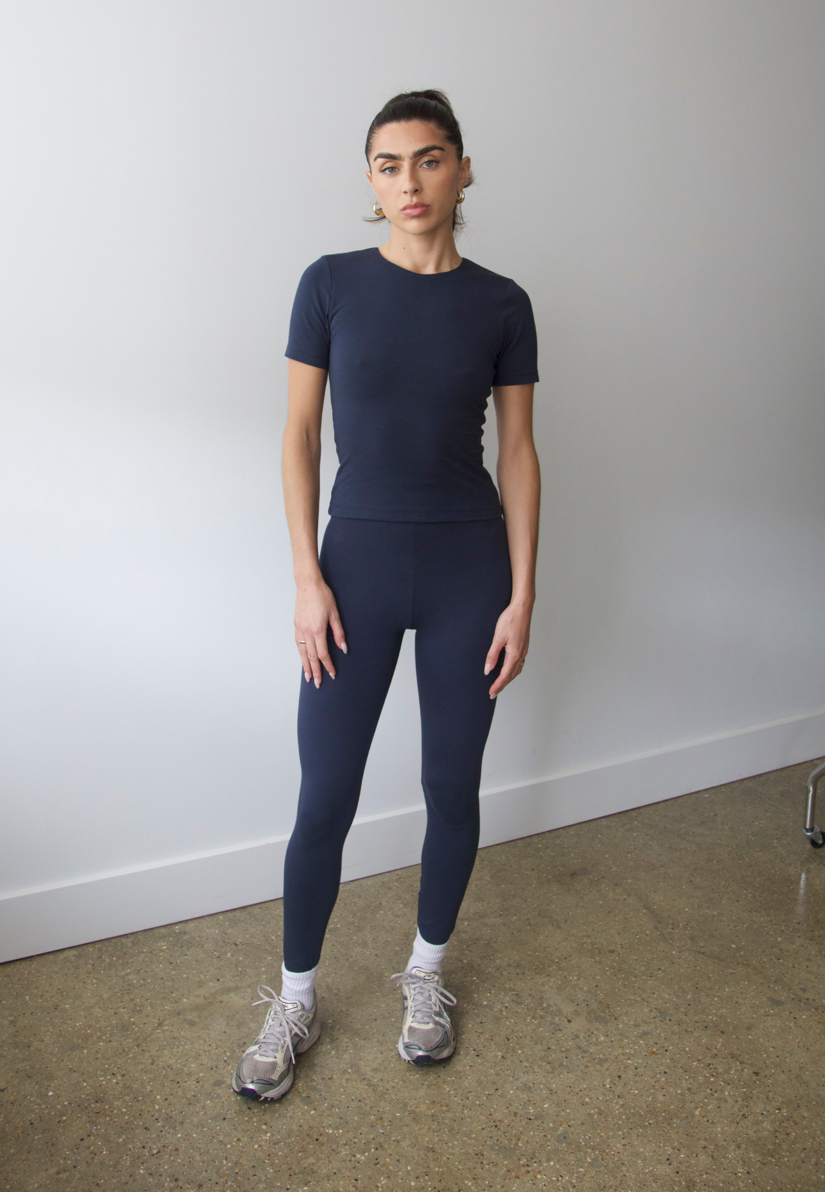 organic cotton leggings, outer space, front 