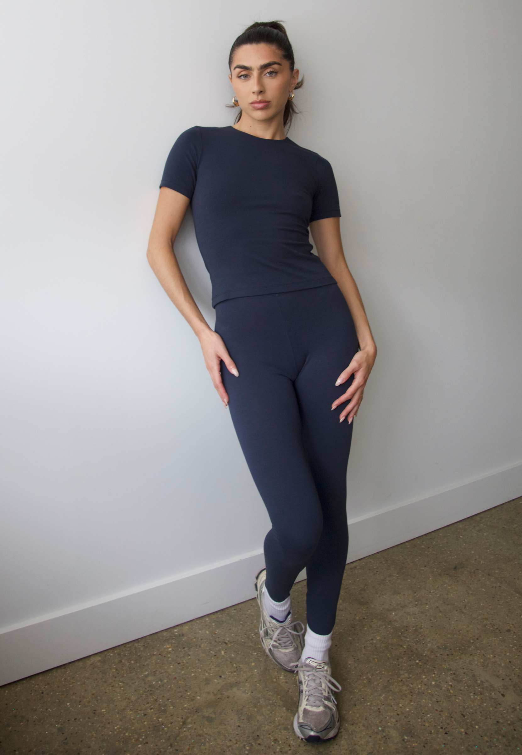 organic cotton leggings, outer space, front 