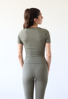 Organic cotton short sleeve crew neck t-shirt, olive green, back