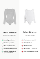 grey organic cotton crew neck long sleeve bodysuit comparison