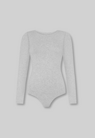 cutout of grey organic cotton crew neck long sleeve bodysuit