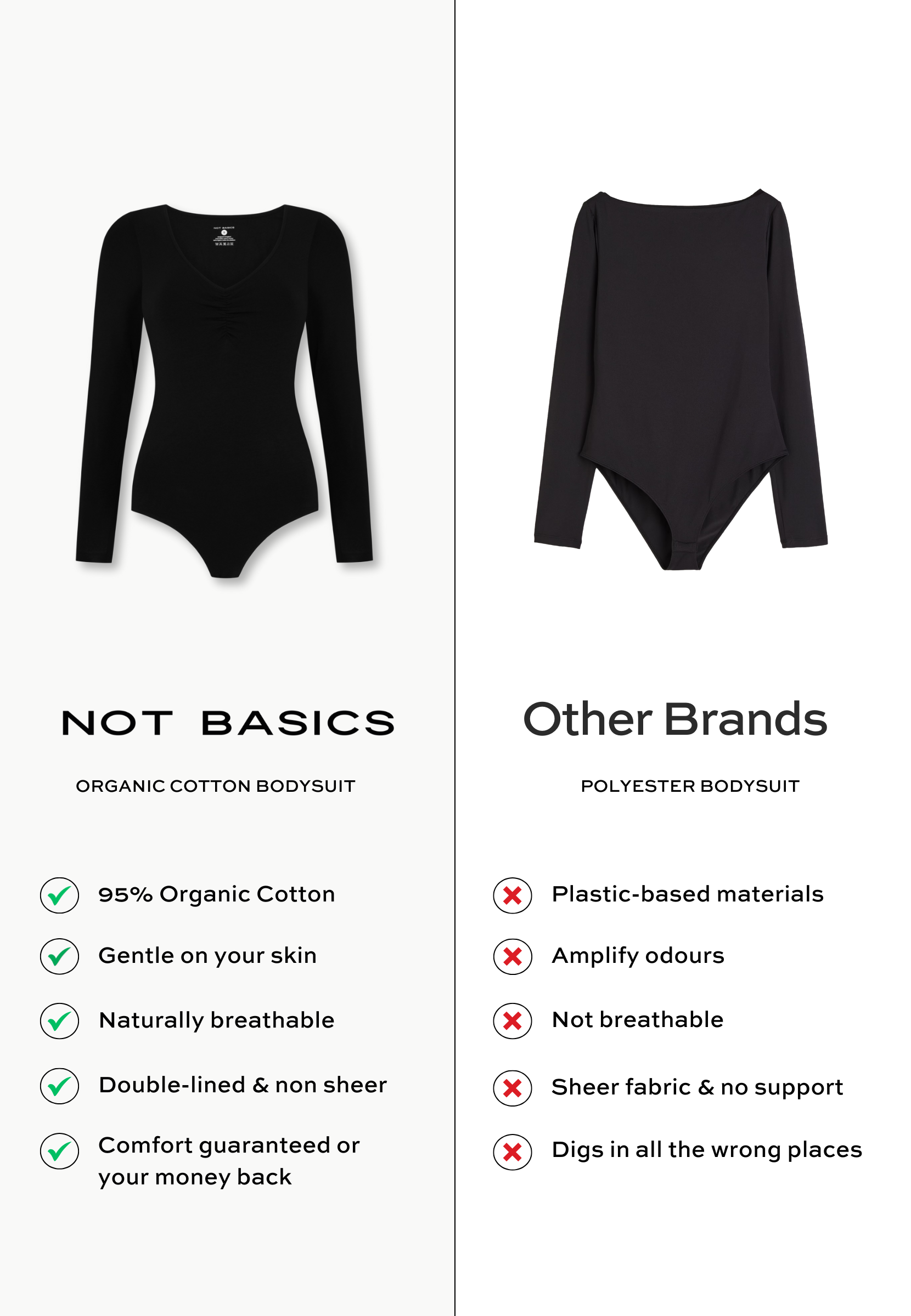 black organic cotton sweetheart bodysuit comparison