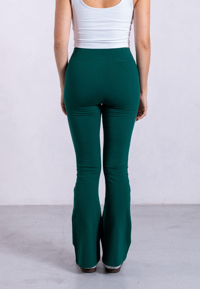 Green flare organic cotton leggings