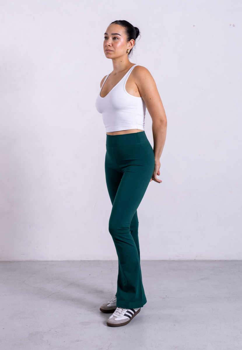 Green organic cotton flares