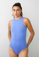 High Neck sleeveless bodysuit, Cornflower Blue, Front 