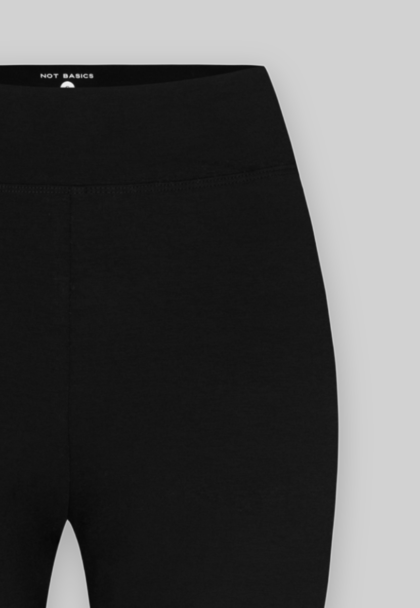 close up of black organic cotton leggings