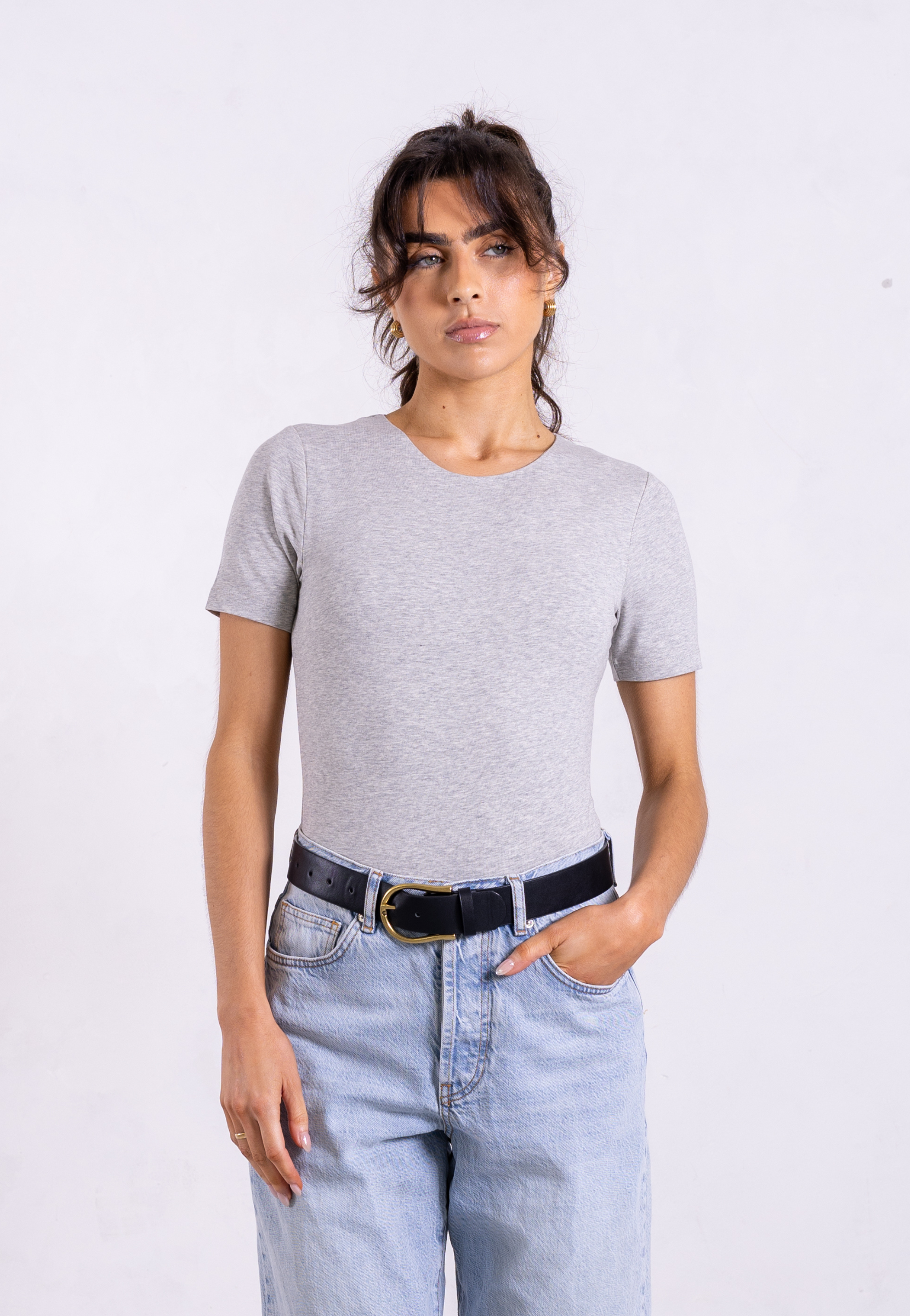 organic cotton short sleeve t-shirt - light grey marl