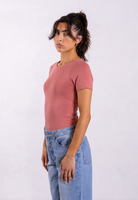 organic cotton rose pink short sleeve crew neck t-shirt 