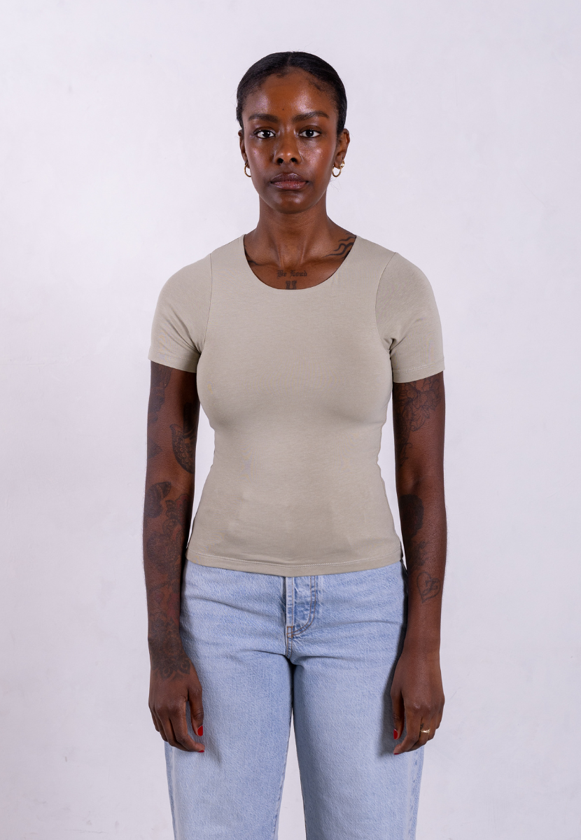 organic cotton short sleeve crew neck t-shirt sage grey