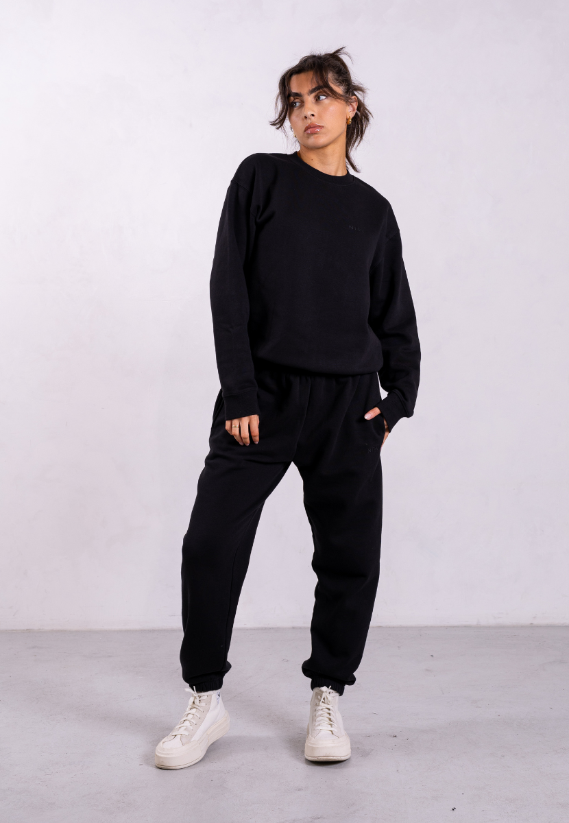 Womens black cotton sweatpants sale