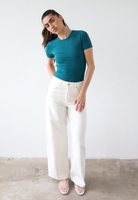 Organic cotton teal crew neck t-shirt, front
