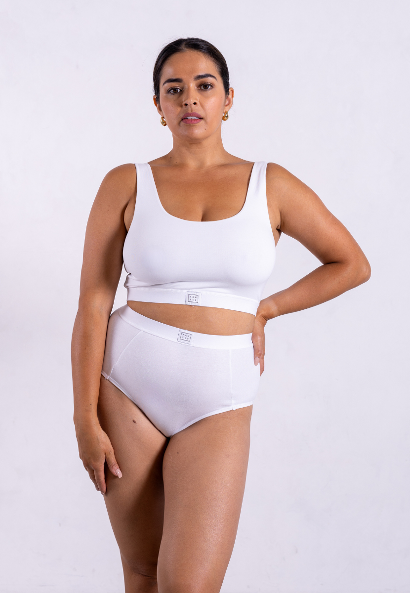 Organic cotton white crop bra